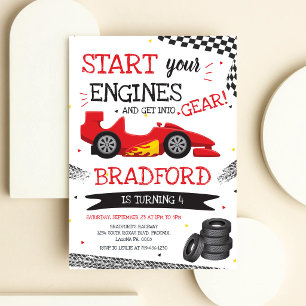 Racing Car Start Your Engines Race Car Birthday Invitation