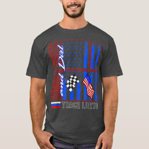 Racing Car Summer Night Dirt Track Lights USA Flag T-Shirt