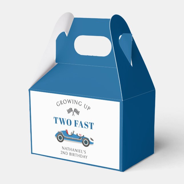 Racing Car Two Fast 2nd Birthday Favour Box (Front Side)