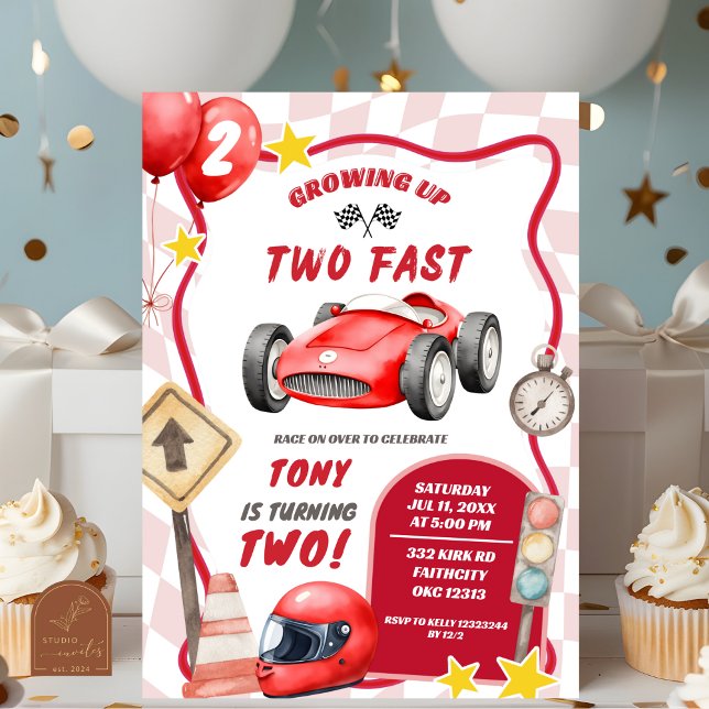 Racing Car Two Fast 2nd Birthday Invitation (Creator Uploaded)