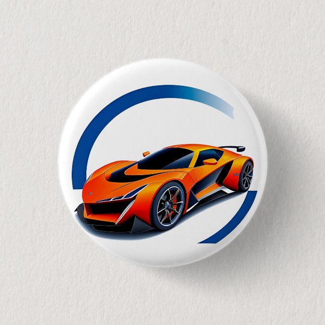 Racing Car with Dynamic Design 3 Cm Round Badge (Front)