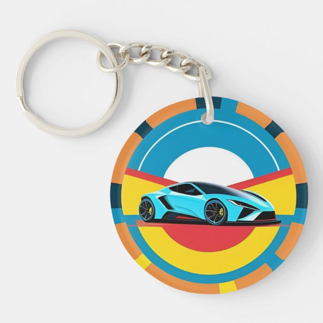 Racing Car with Dynamic Design Key Ring (Front)