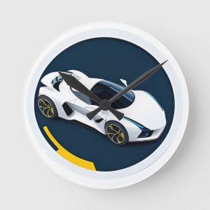 Racing Car with Dynamic Design Round Clock