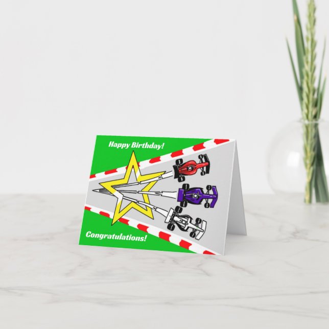 Racing Cars Birthday Card (Front)