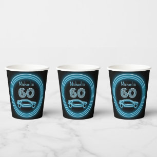 Racing Cars - Black & Blue - Masculine Celebration Paper Cups