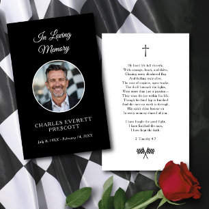 Racing Chequered Flag Memorial Photo Prayer Card