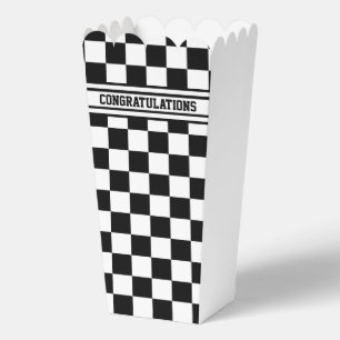 Racing Chequered Winners Flag Black and White Favour Box