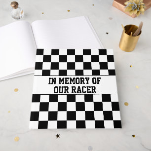 Racing Chequered Winners Flag Black and White Guest Book