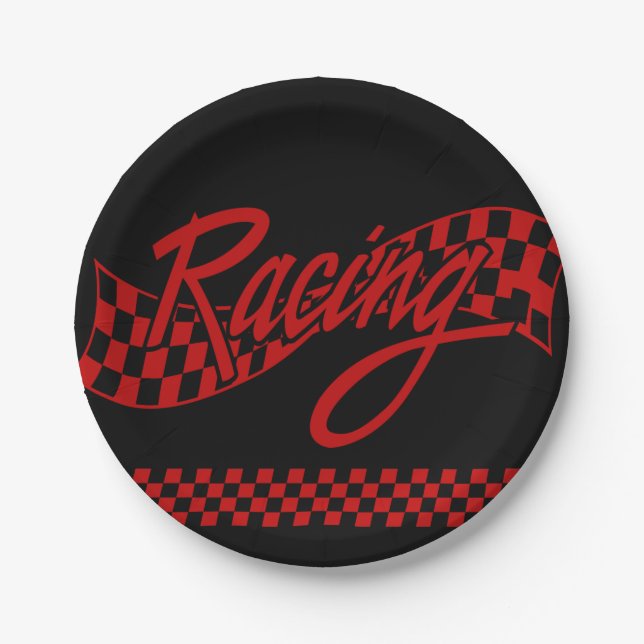 Racing, choose your background colour paper plate (Front)