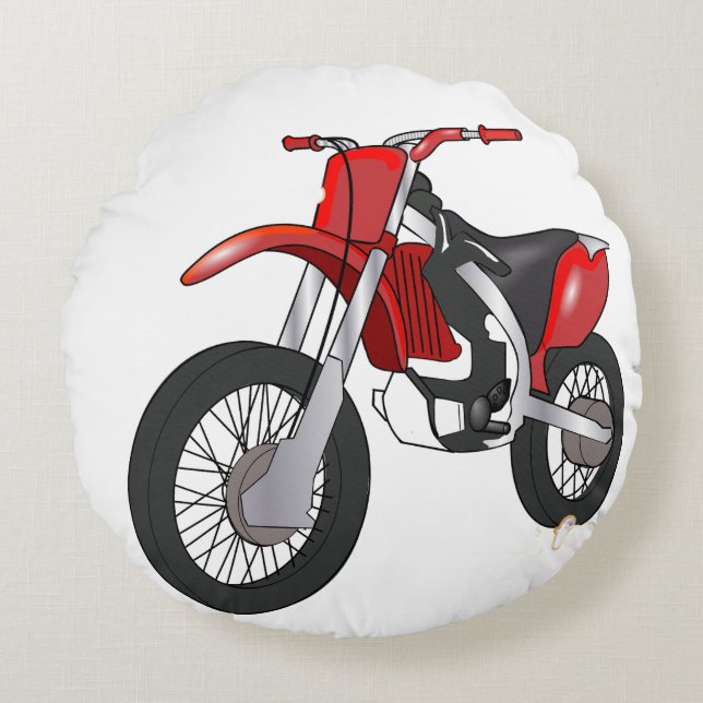 Racing Dirt Bike Art Round Cushion (Front)