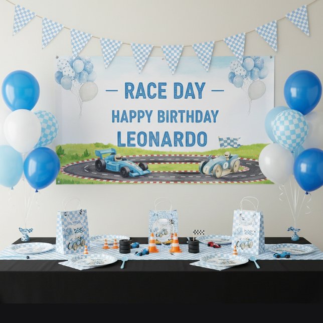 Racing Flag Checkered Blue & White bunting banner (Creator Uploaded)