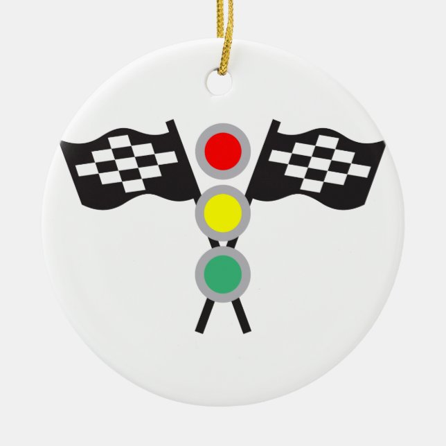 RACING FLAGS AND LIGHTS CERAMIC TREE DECORATION (Front)