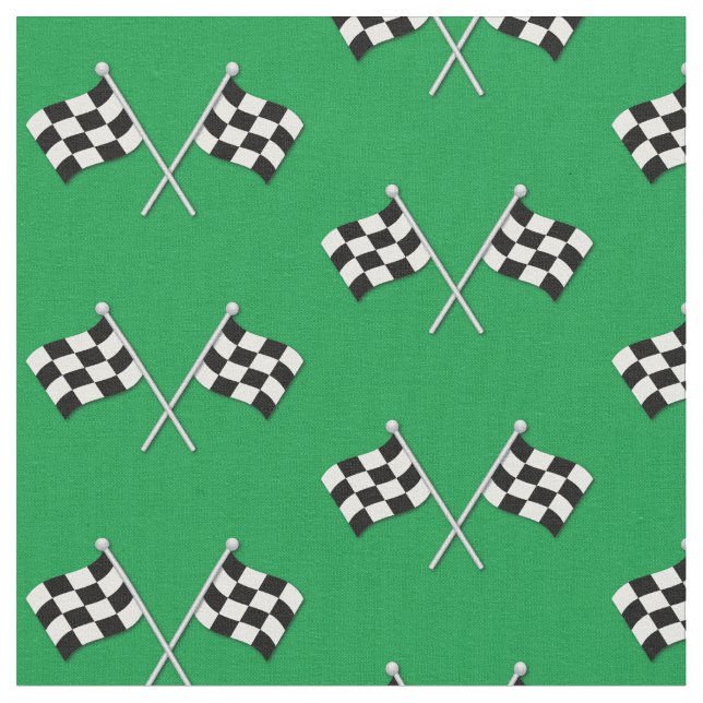 Racing Flags Cute Green Fabric (Close Up)