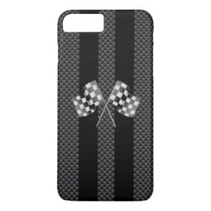 Racing Flags Design on Stripes Carbon Fibre Style Case-Mate iPhone Case