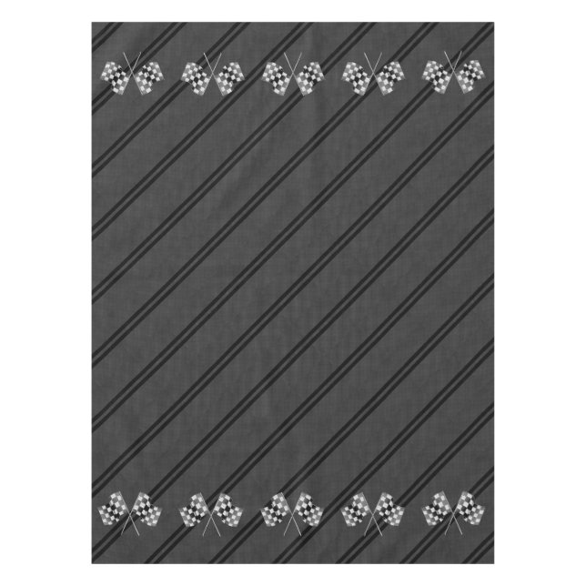 Racing Flags Design on Stripes Carbon Fibre Style Tablecloth (Front)