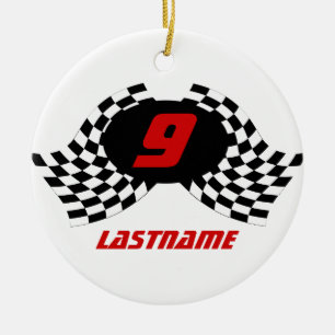 Racing Flags Photo Keepsake Ceramic Tree Decoration