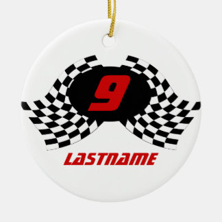 Racing Flags Photo Keepsake Ceramic Tree Decoration