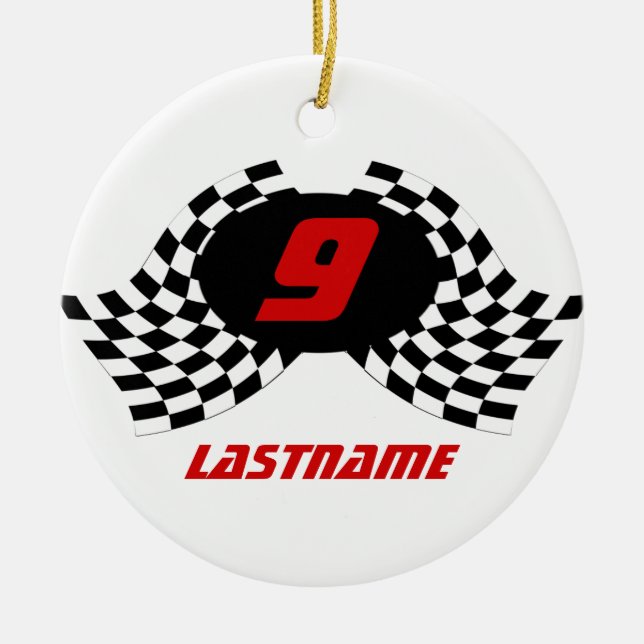 Racing Flags Photo Keepsake Ceramic Tree Decoration (Front)