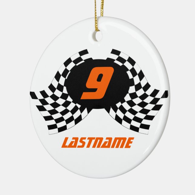 Racing Flags Photo Keepsake Ceramic Tree Decoration (Left)