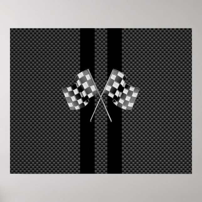 Racing Flags Stripes in Carbon Fibre Style Decor (Front)