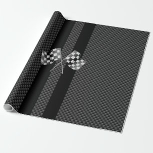 Racing Flags Stripes in Carbon Fibre Style Decor Wrapping Paper