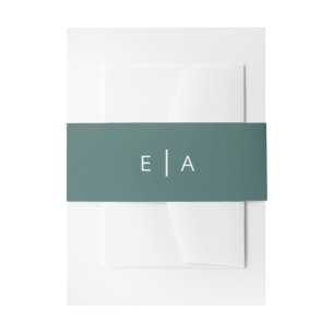 Racing Green Simple Initials Monogram Modern Font Invitation Belly Band