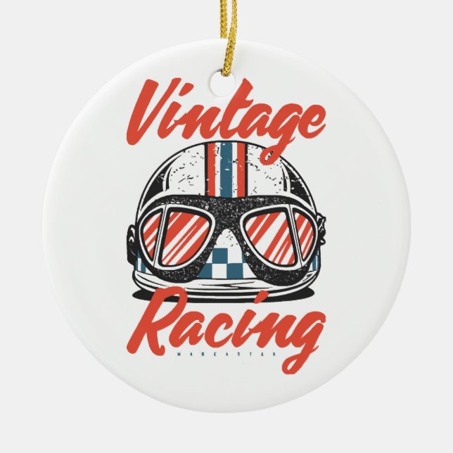 Racing Helmet Ceramic Tree Decoration (Front)