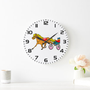 Racing Horse And Buggy  Large Clock