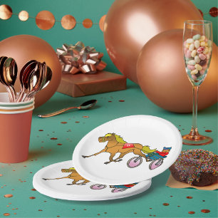 Racing Horse And Buggy Paper Plates