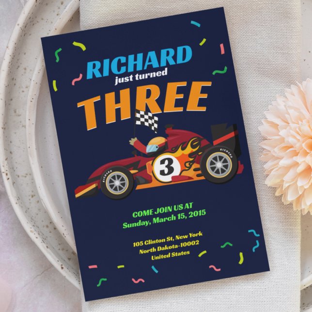 Racing Kid's Birthday Race Car Theme Invitation (Creator Uploaded)