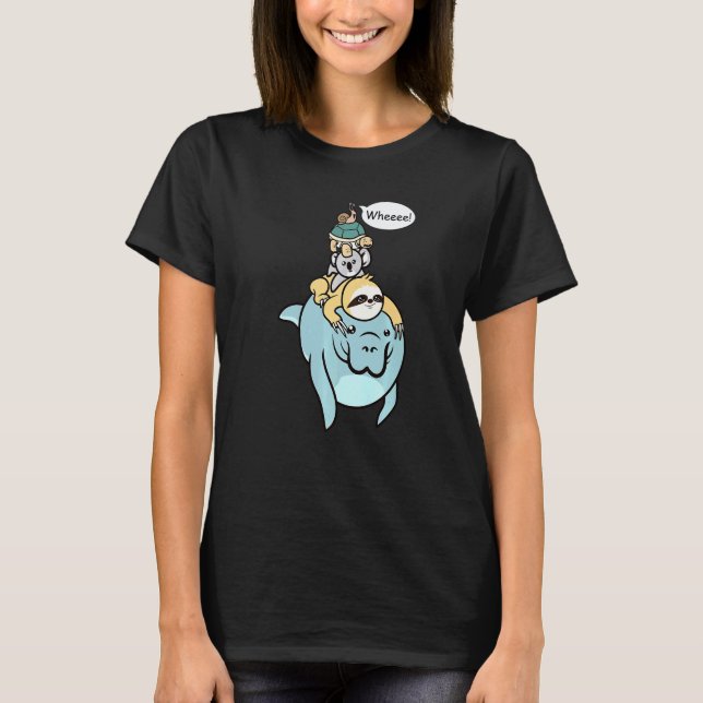 Racing Manatee Sloth Turtle Koala Snail Gift T-Shirt (Front)