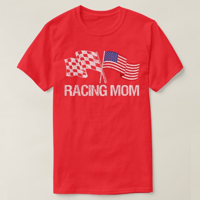 Racing Mum Usa Racing Flag For Race Car Parties T- T-Shirt (Design Front)