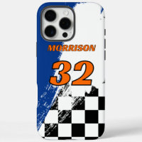 Racing Name Number Blue Orange Black and White