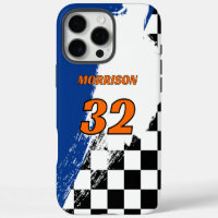 Racing Name Number Blue Orange Black and White