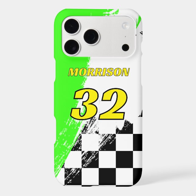 Racing Name Number Bright Green Black and Yellow (Back)