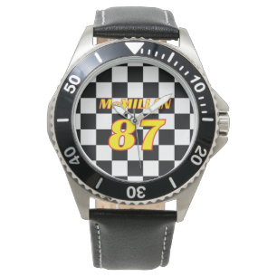 Racing Name Number Checkered  Watch