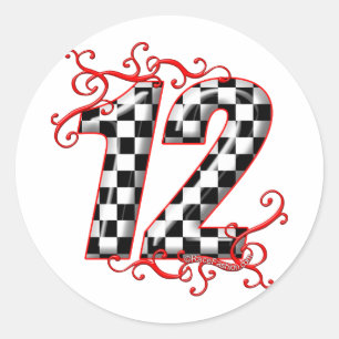 racing number 12 classic round sticker
