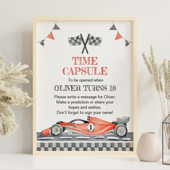 Racing Party Birthday Time Capsule sign (Creator Uploaded)