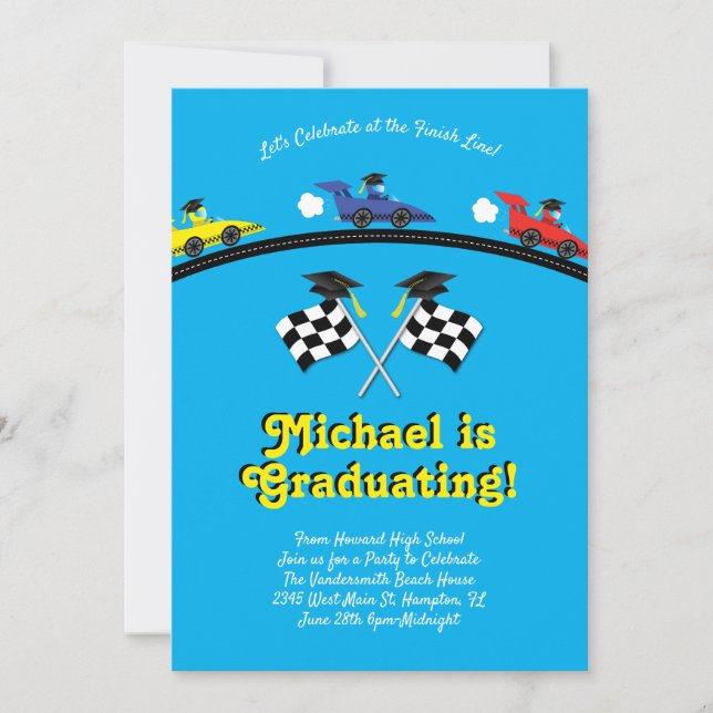Racing Race Car Graduation Party Invitation (Front)