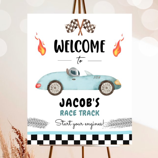 Racing Race Car Two Fast Curious Boy Welcome Poste Poster (Creator Uploaded)