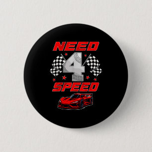 Racing Racecar 4 Year Old 4th Birthday Boy Girl Ne 6 Cm Round Badge