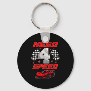 Racing Racecar 4 Year Old 4th Birthday Boy Girl Ne Key Ring