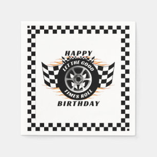 Racing Racecar Sports Car Chequered Supplies Party Napkin