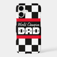Racing red black world champion dad iphone case