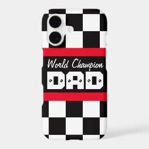 Racing red black world champion dad iphone case