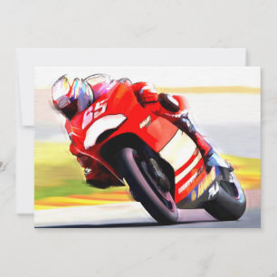 Racing Red Motorcycle Invitation