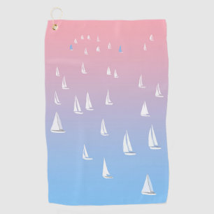 Racing sailboats in the open sea golf towel