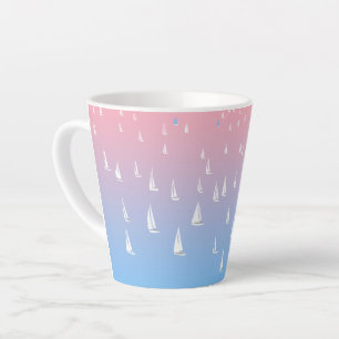 Racing sailboats in the open sea latte mug