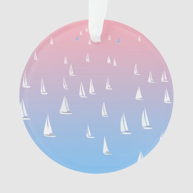 Racing sailboats in the open sea  ornament (Front)