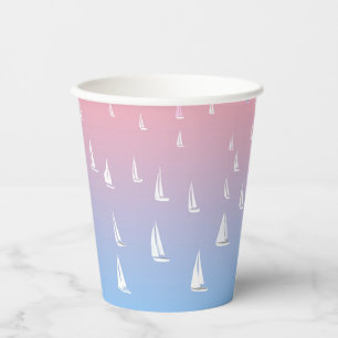 Racing sailboats in the open sea paper cups